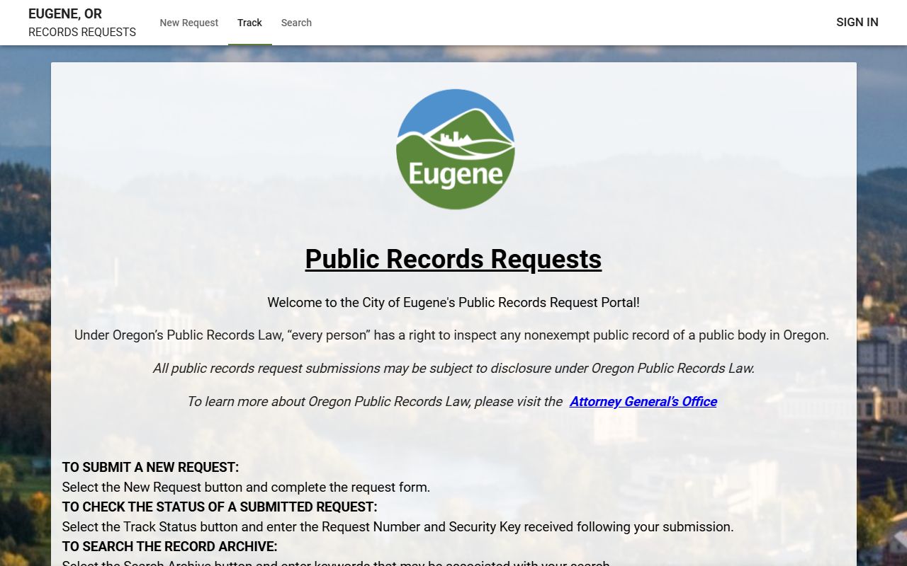 Eugene police records online request portal