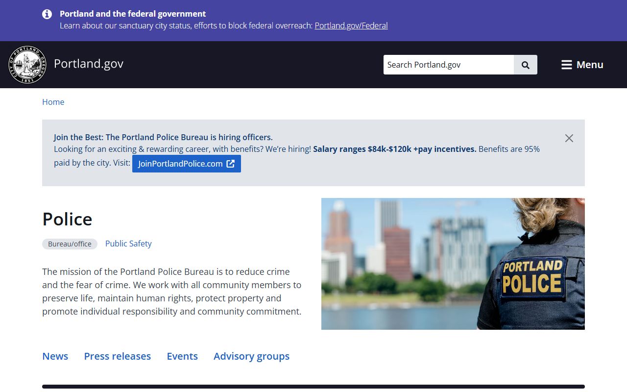 Portland Police Bureau building in Portland, Oregon