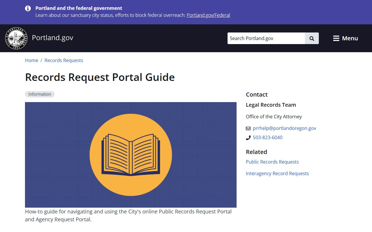 Portland public records request portal for police blotter data