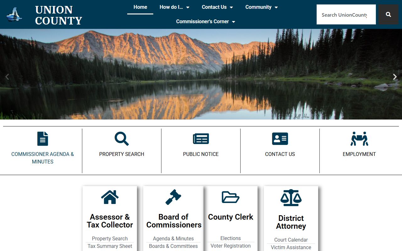 Union County Oregon official website homepage with links to sheriff and public records